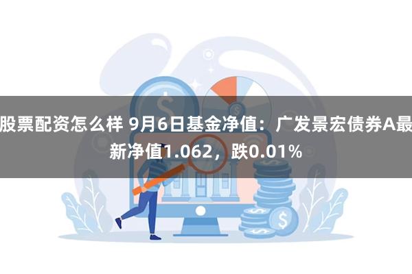 股票配资怎么样 9月6日基金净值：广发景宏债券A最新净值1.062，跌0.01%